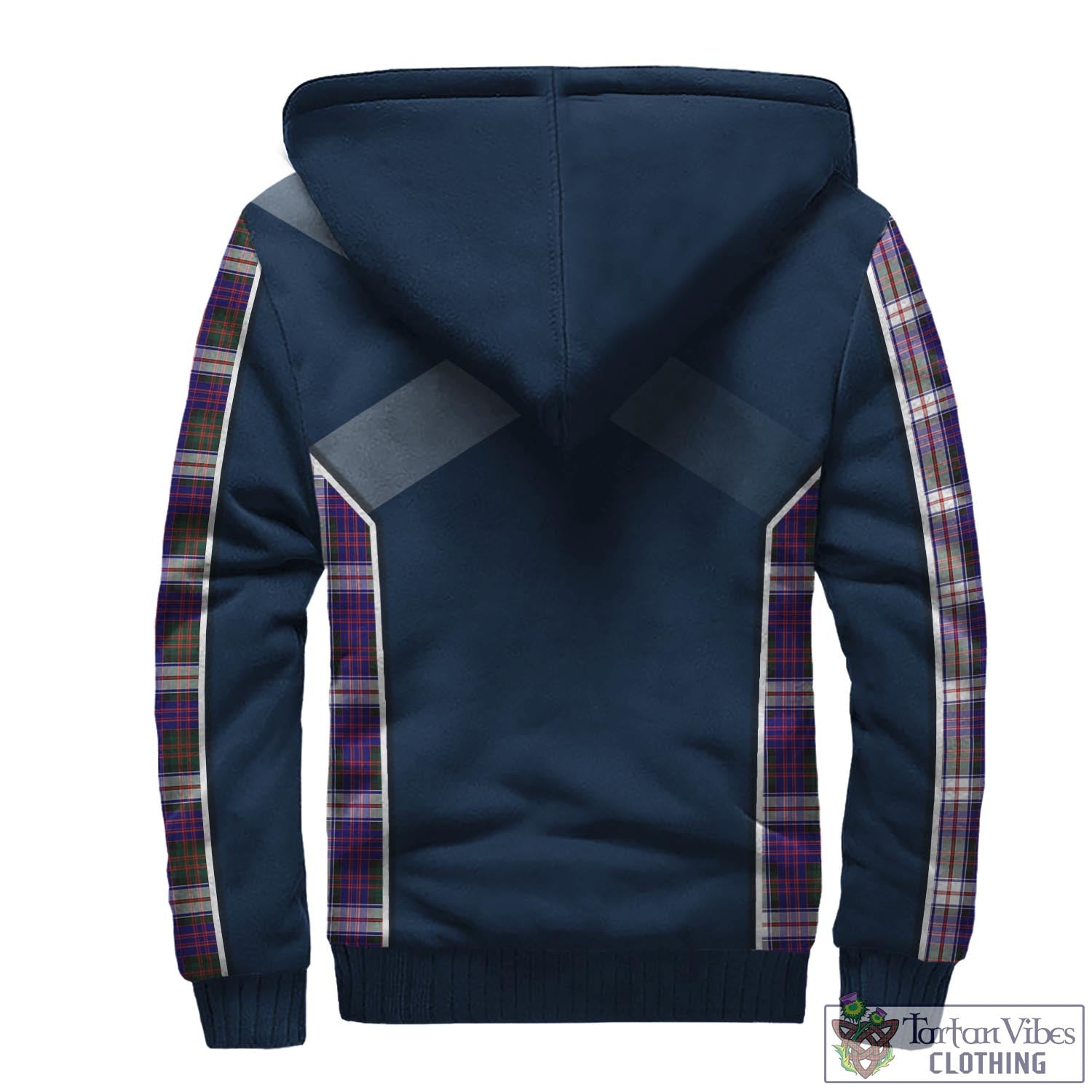 Tartan Vibes Clothing MacDonald Dress Modern Tartan Sherpa Hoodie with Family Crest and Scottish Thistle Vibes Sport Style