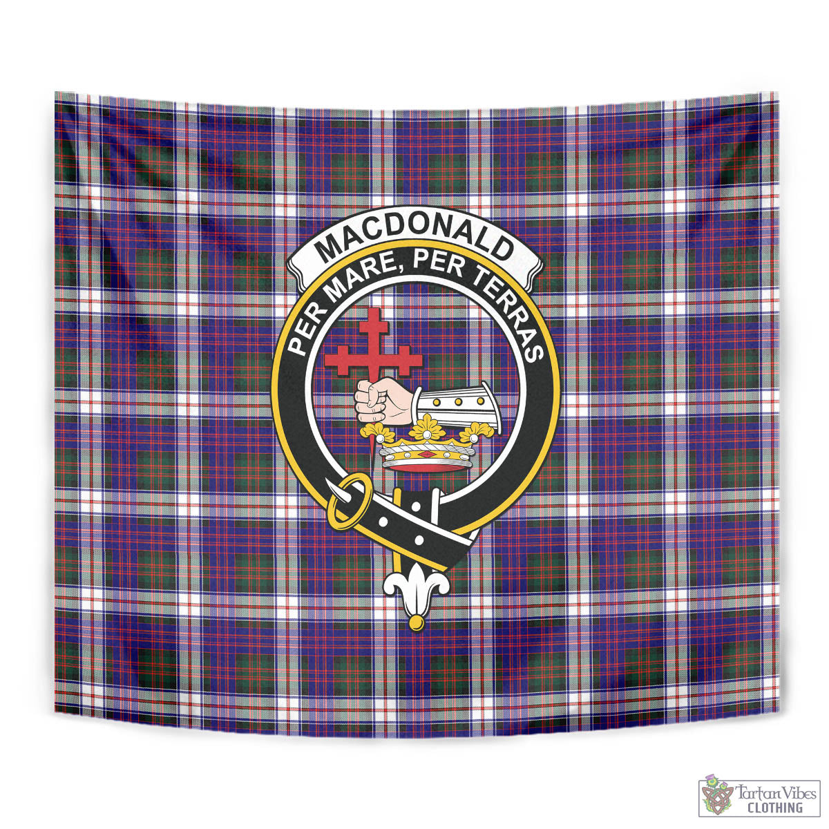 Tartan Vibes Clothing MacDonald Dress Modern Tartan Tapestry Wall Hanging and Home Decor for Room with Family Crest