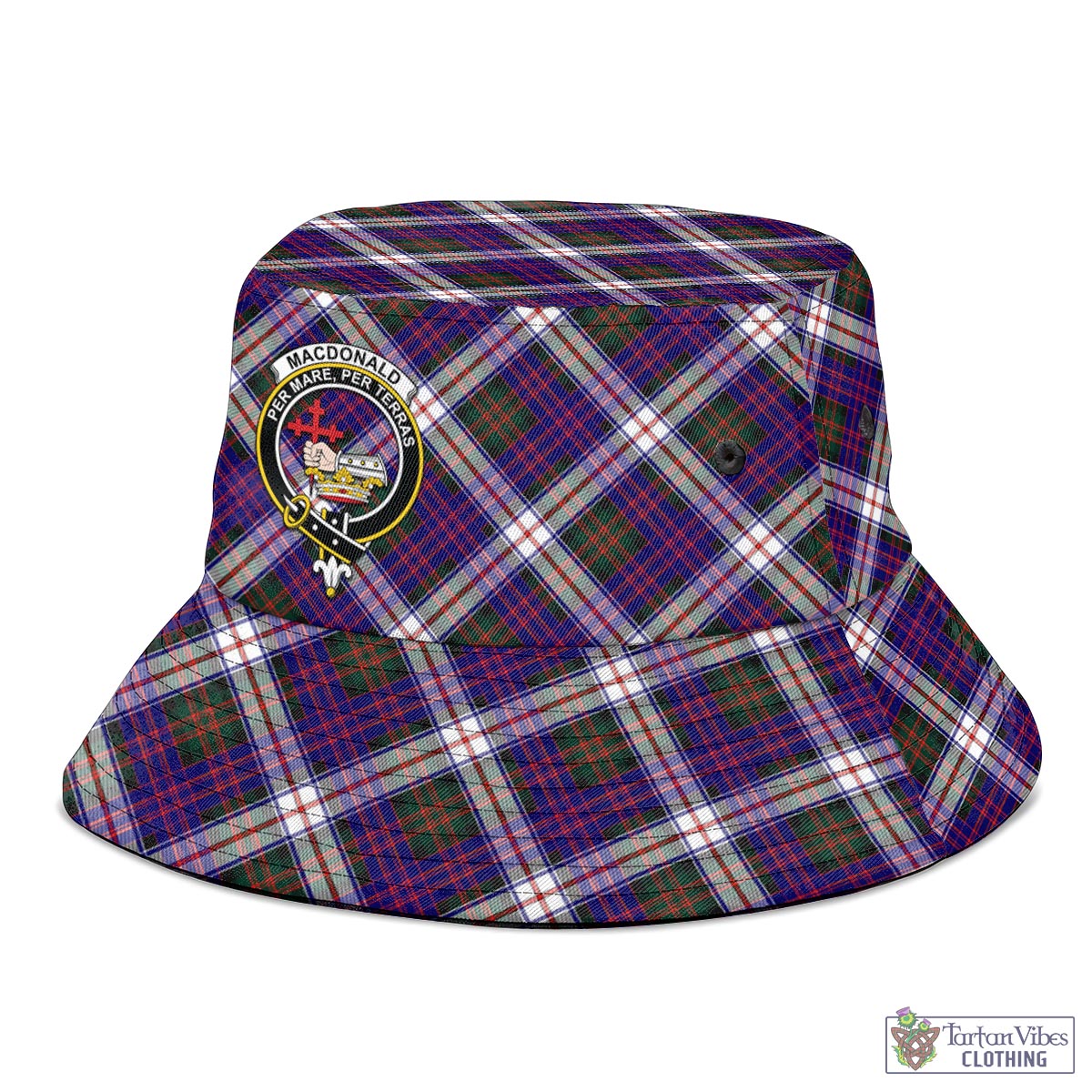 Tartan Vibes Clothing MacDonald Dress Modern Tartan Bucket Hat with Family Crest