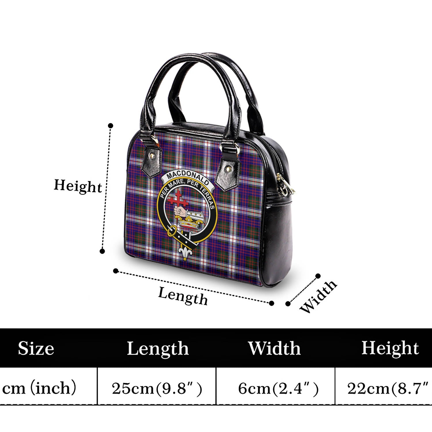 MacDonald Dress Modern Tartan Shoulder Handbags with Family Crest - Tartanvibesclothing