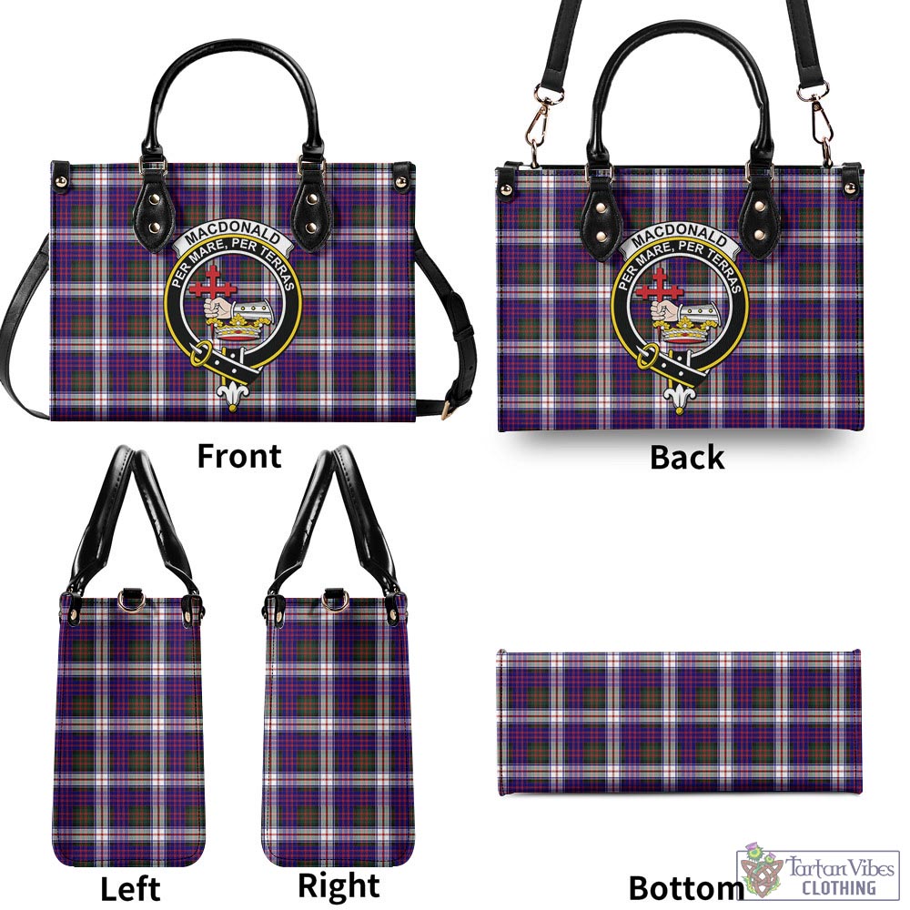 Tartan Vibes Clothing MacDonald Dress Modern Tartan Luxury Leather Handbags with Family Crest