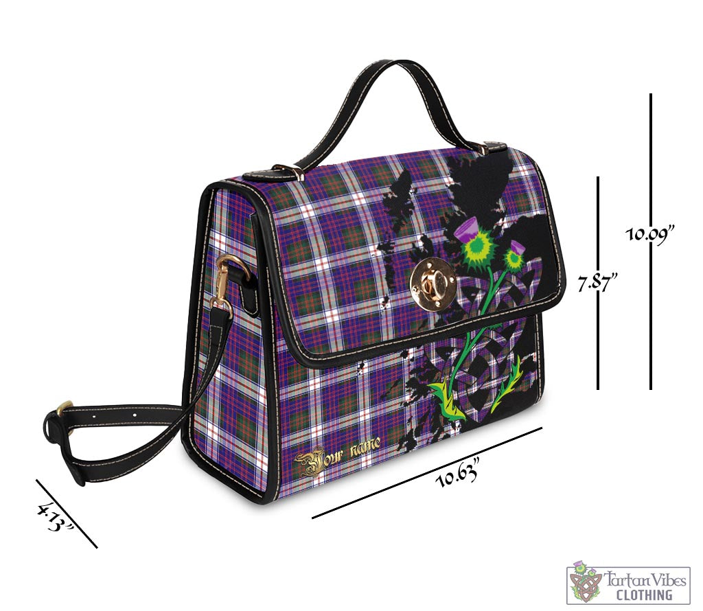 Tartan Vibes Clothing MacDonald Dress Modern Tartan Waterproof Canvas Bag with Scotland Map and Thistle Celtic Accents