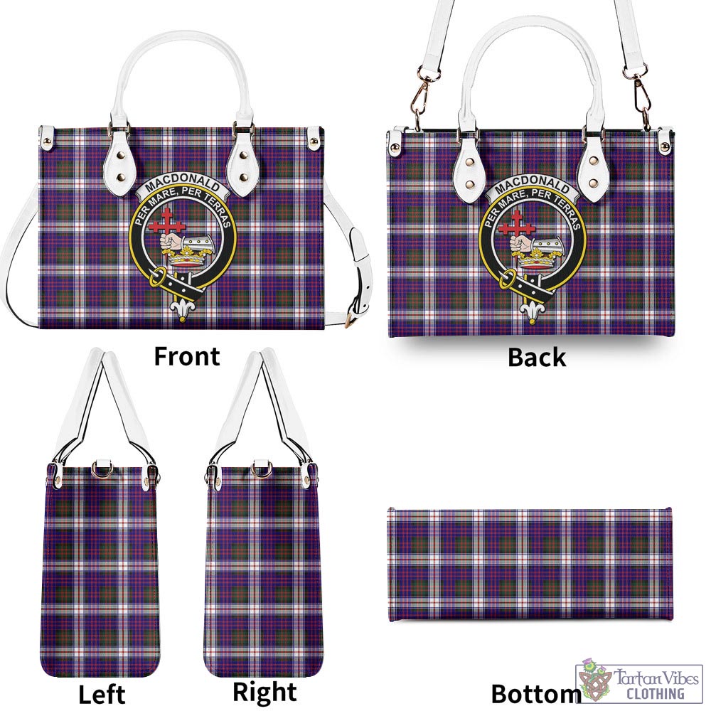 Tartan Vibes Clothing MacDonald Dress Modern Tartan Luxury Leather Handbags with Family Crest