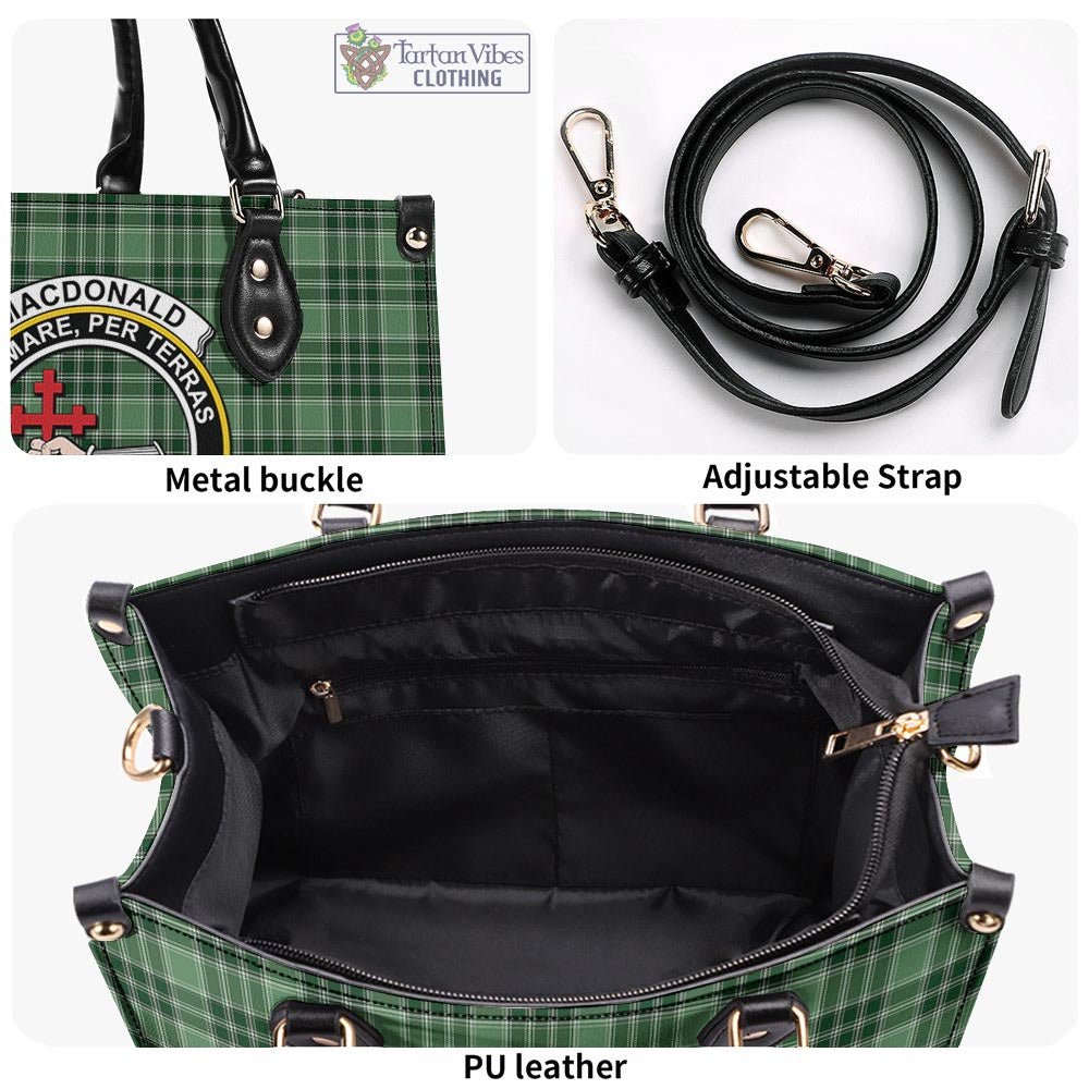 Tartan Vibes Clothing MacDonald Lord of the Isles Hunting Tartan Luxury Leather Handbags with Family Crest