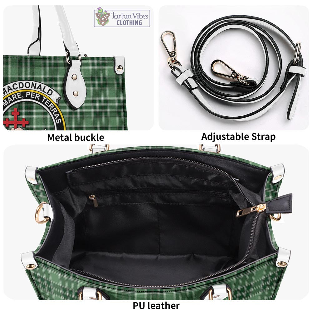 Tartan Vibes Clothing MacDonald Lord of the Isles Hunting Tartan Luxury Leather Handbags with Family Crest