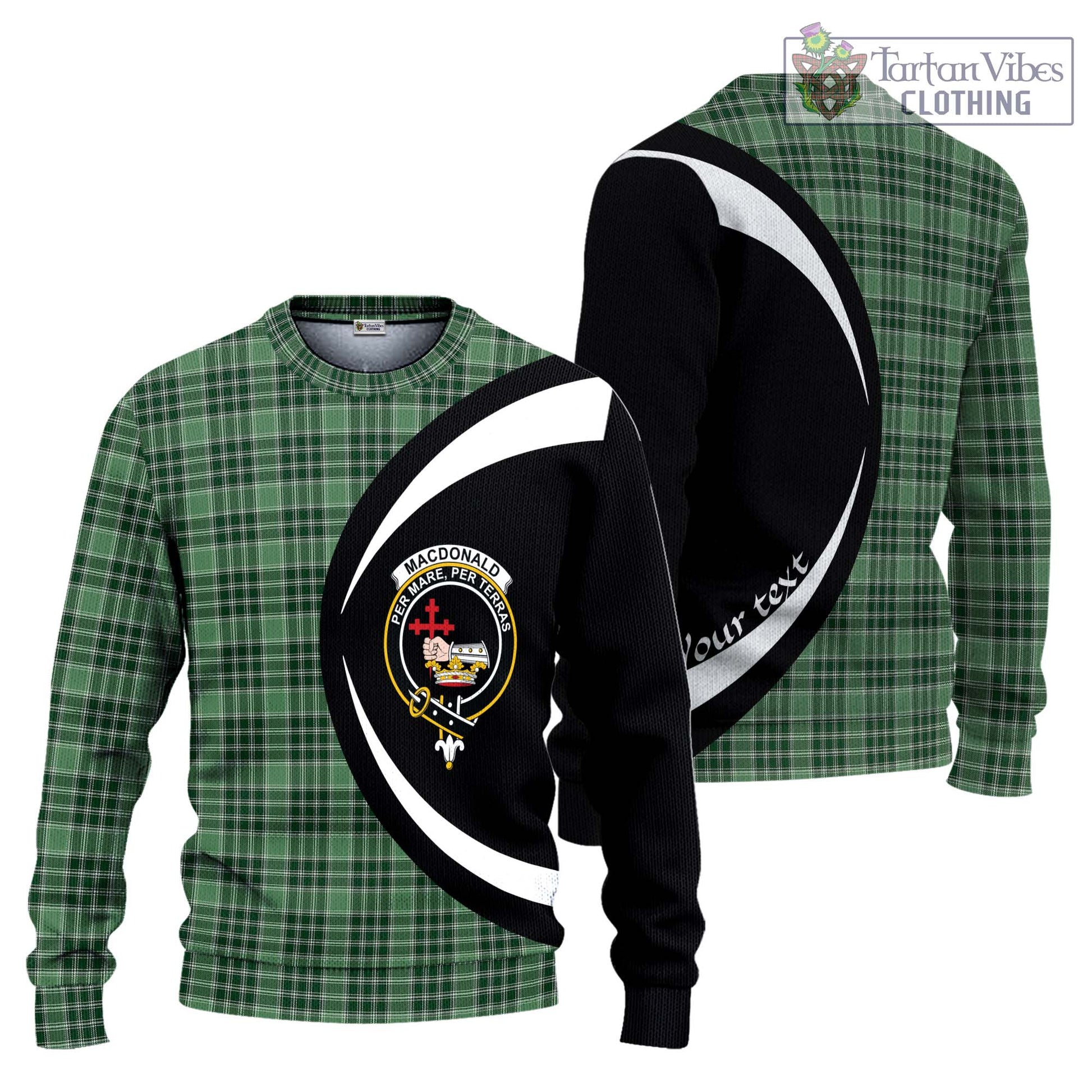 MacDonald Lord of the Isles Hunting Tartan Knitted Sweater with Family Crest Circle Style Unisex - Tartan Vibes Clothing