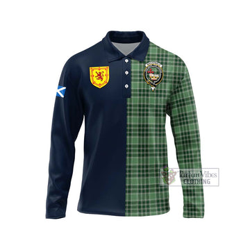 MacDonald Lord of the Isles Hunting Tartan Long Sleeve Polo Shirt Alba with Scottish Lion Royal Arm Half Style