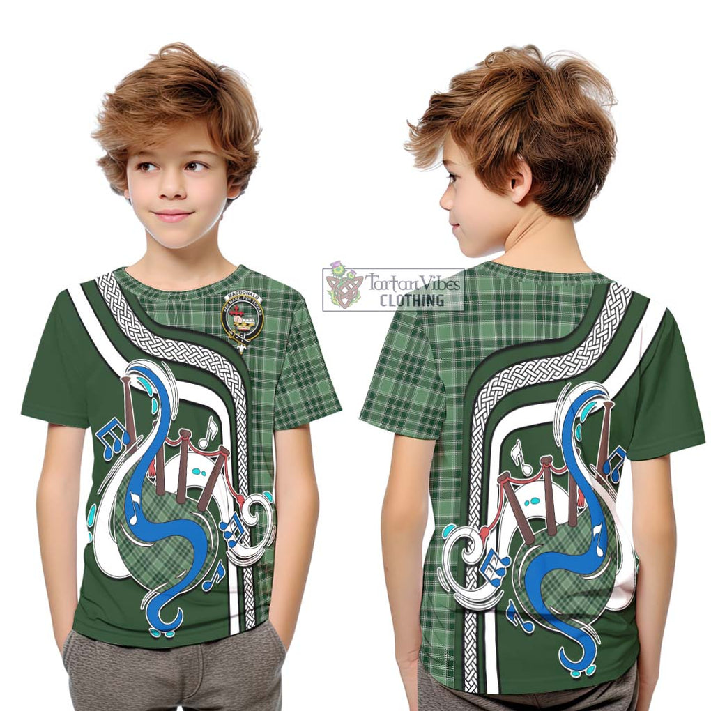 Tartan Vibes Clothing MacDonald Lord of the Isles Hunting Tartan Kid T-Shirt with Epic Bagpipe Style