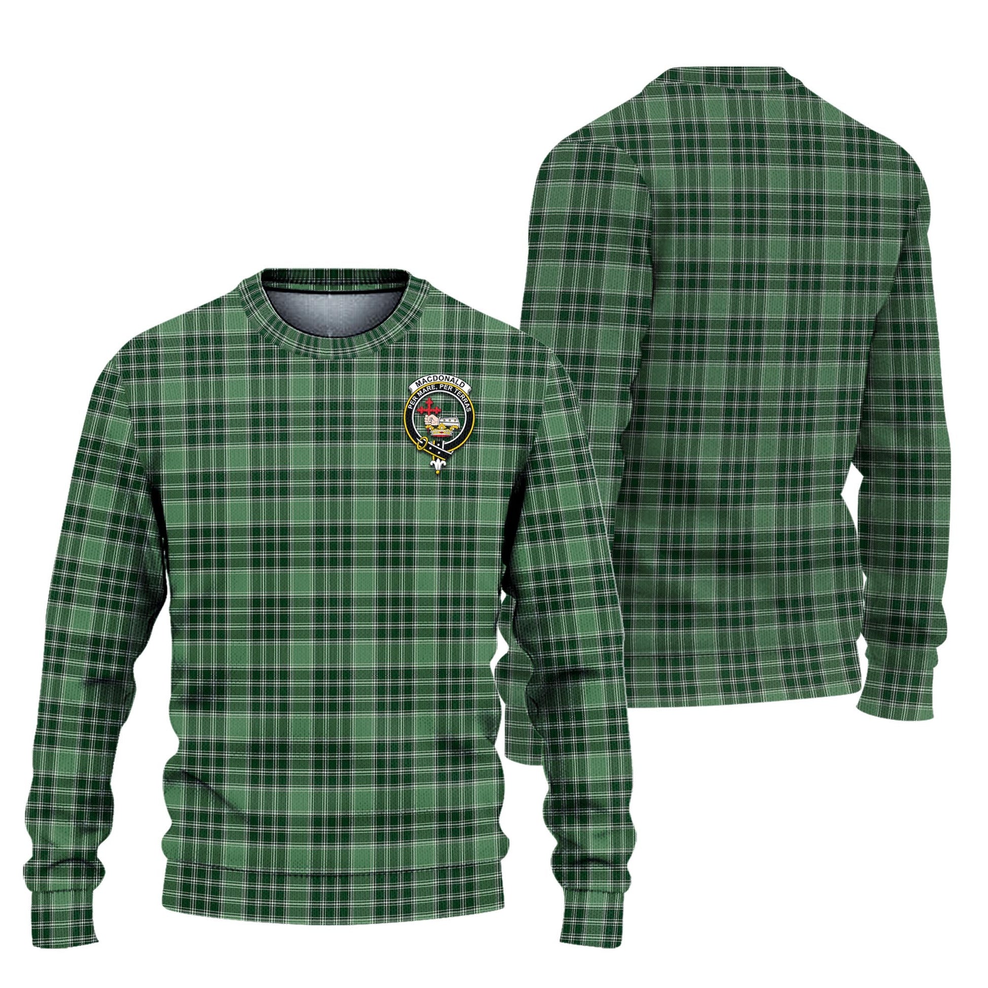 MacDonald Lord of the Isles Hunting Tartan Knitted Sweater with Family Crest Unisex - Tartanvibesclothing