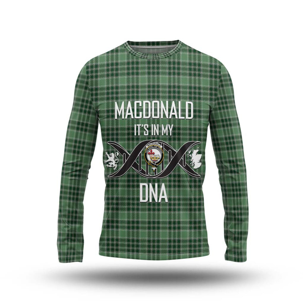 MacDonald Lord of the Isles Hunting Tartan Long Sleeve T-Shirt with Family Crest DNA In Me Style Unisex - Tartanvibesclothing Shop