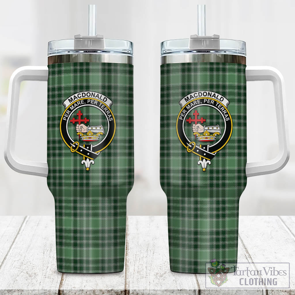 Tartan Vibes Clothing MacDonald Lord of the Isles Hunting Tartan and Family Crest Tumbler with Handle