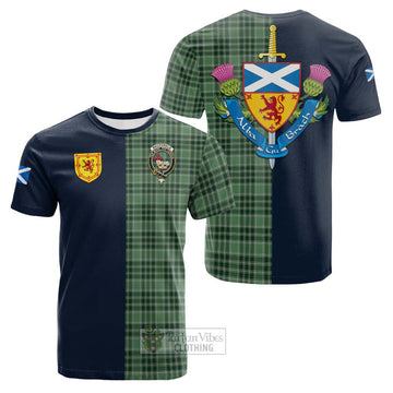 MacDonald Lord of the Isles Hunting Tartan Cotton T-shirt Alba with Scottish Lion Royal Arm Half Style