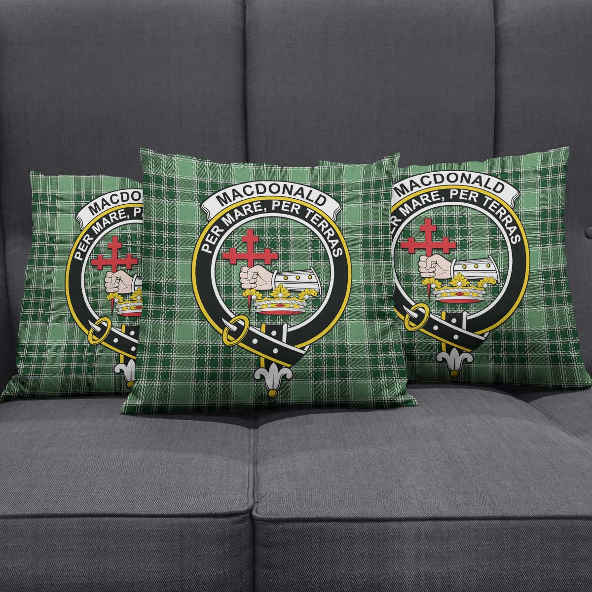 MacDonald Lord of the Isles Hunting Tartan Pillow Cover with Family Crest Square Pillow Cover - Tartanvibesclothing