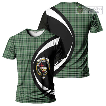 MacDonald Lord of the Isles Hunting Tartan T-Shirt with Family Crest Circle Style