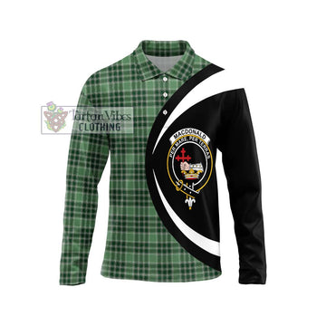 MacDonald Lord of the Isles Hunting Tartan Long Sleeve Polo Shirt with Family Crest Circle Style