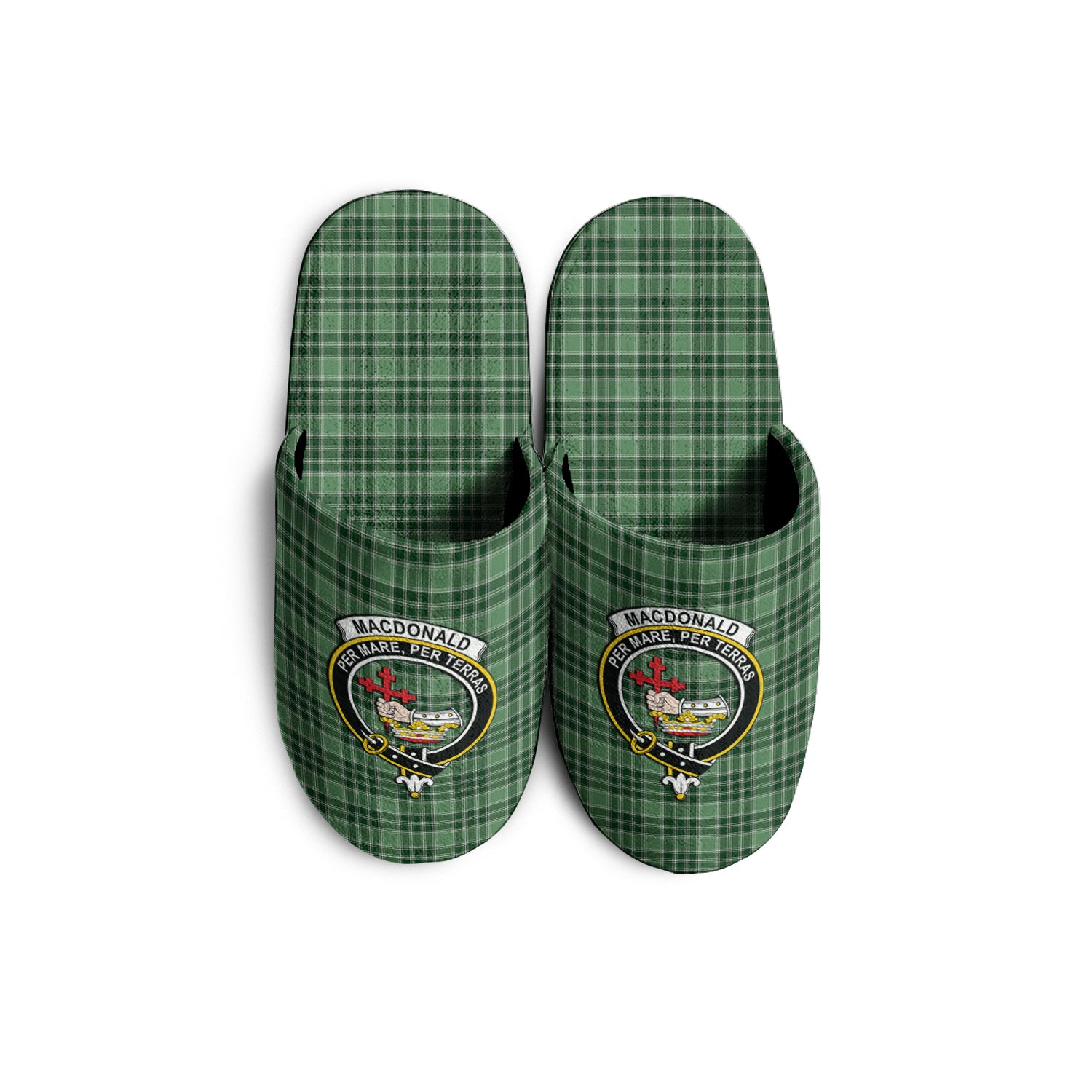 MacDonald Lord of the Isles Hunting Tartan Home Slippers with Family Crest - Tartanvibesclothing