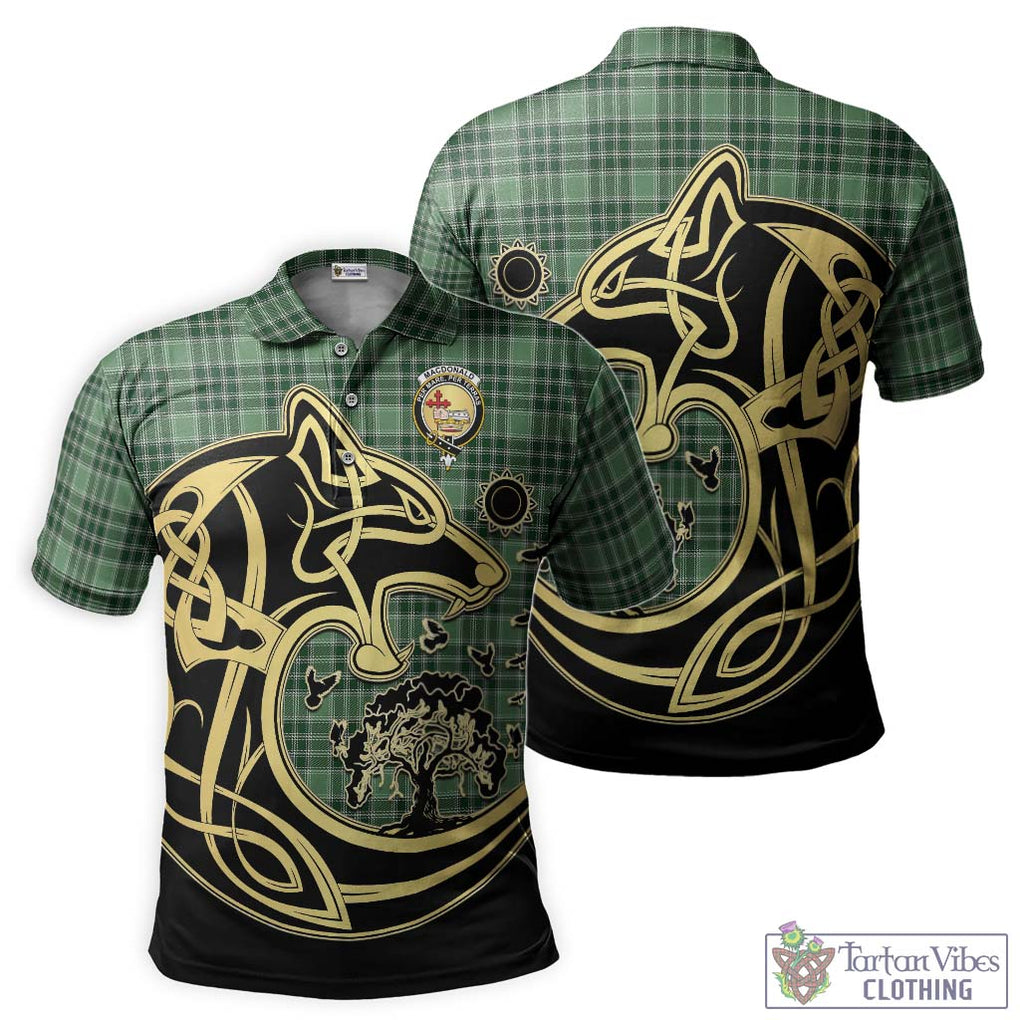 MacDonald Lord of the Isles Hunting Tartan Polo Shirt with Family Crest Celtic Wolf Style Kid - Tartanvibesclothing Shop