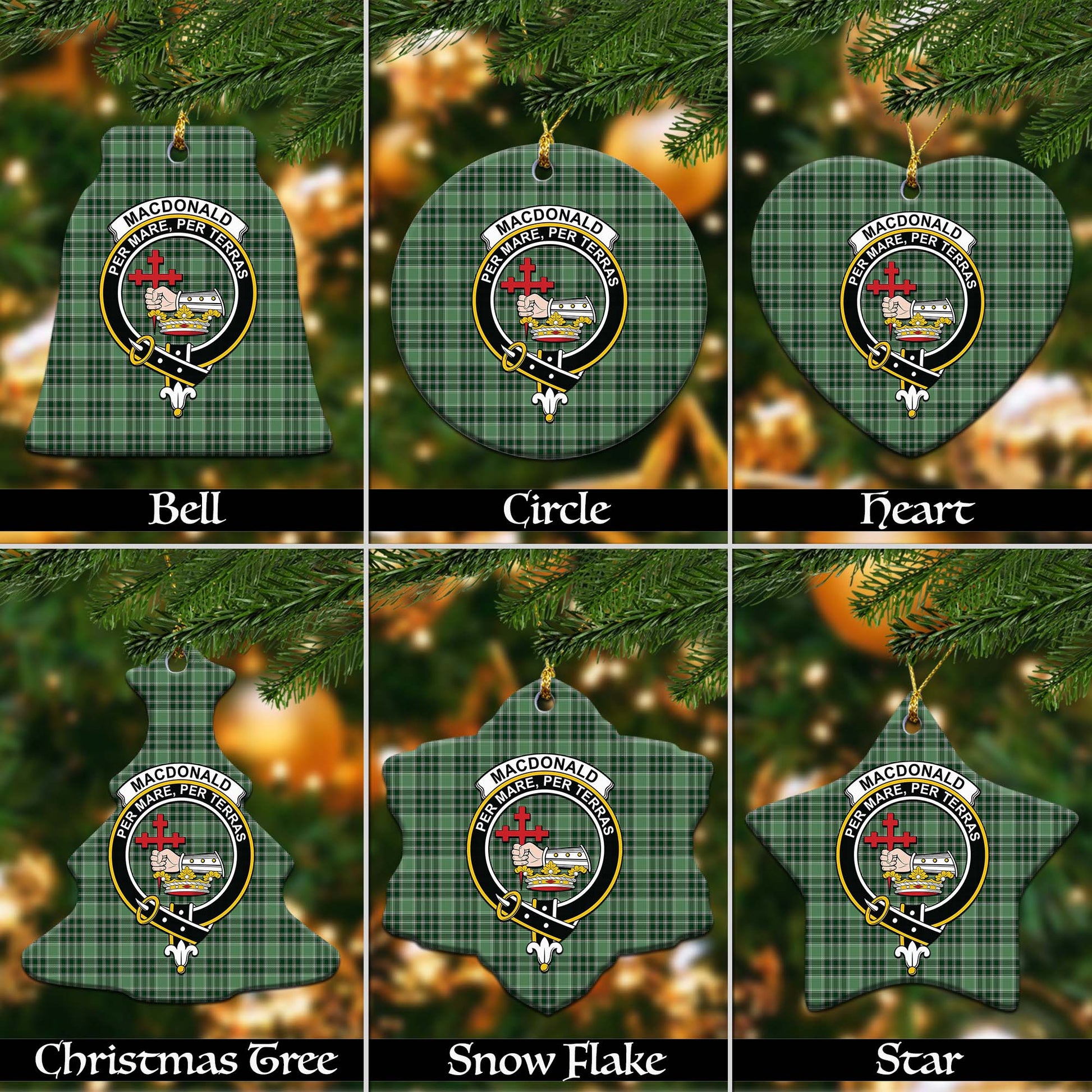 MacDonald Lord of the Isles Hunting Tartan Christmas Ornaments with Family Crest - Tartanvibesclothing