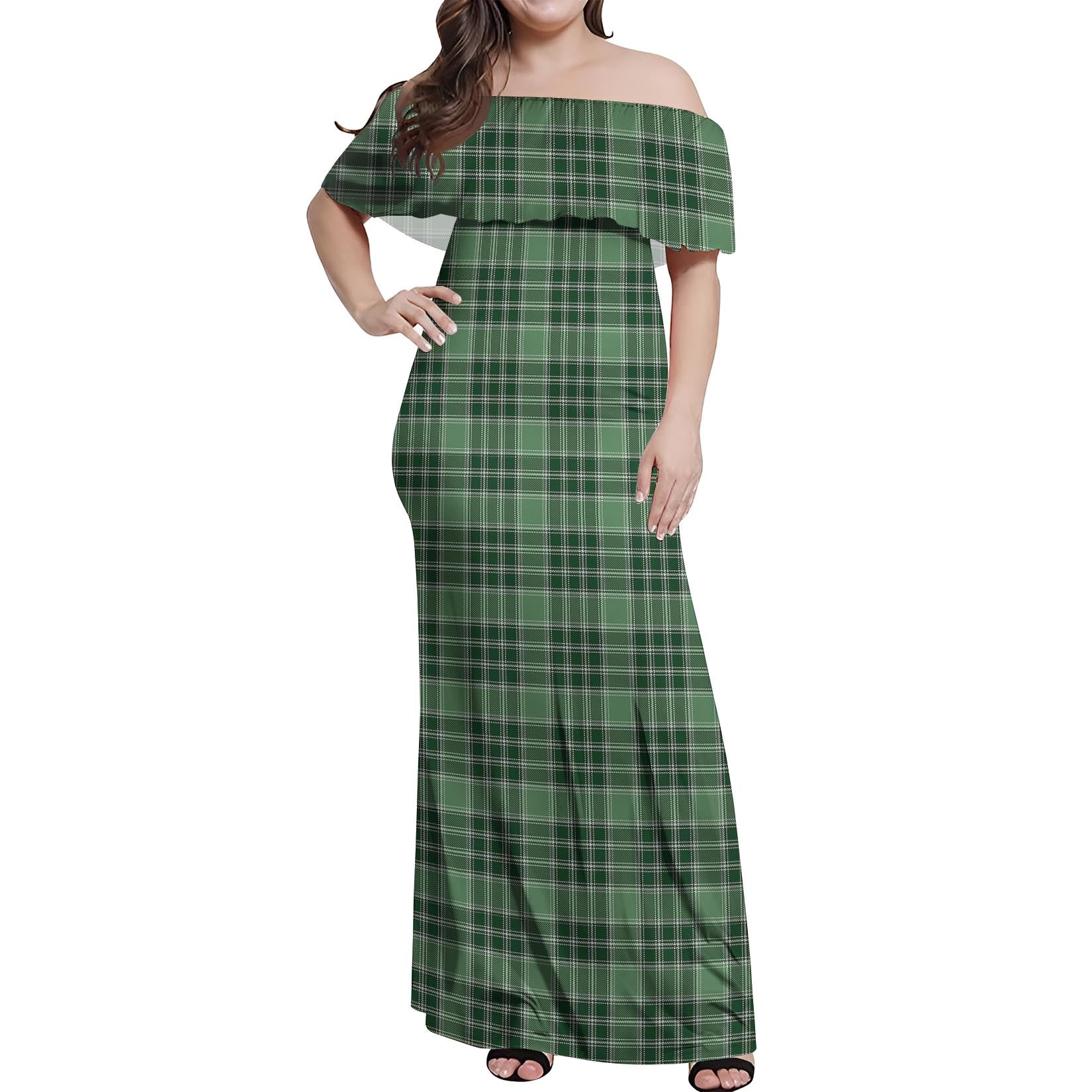 MacDonald Lord of the Isles Hunting Tartan Off Shoulder Long Dress Women's Dress - Tartanvibesclothing