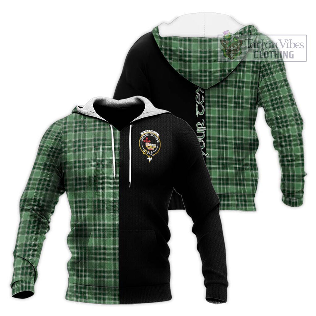 MacDonald Lord of the Isles Hunting Tartan Knitted Hoodie with Family Crest and Half Of Me Style Unisex Knitted Pullover Hoodie - Tartanvibesclothing Shop