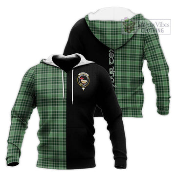 MacDonald Lord of the Isles Hunting Tartan Knitted Hoodie with Family Crest and Half Of Me Style