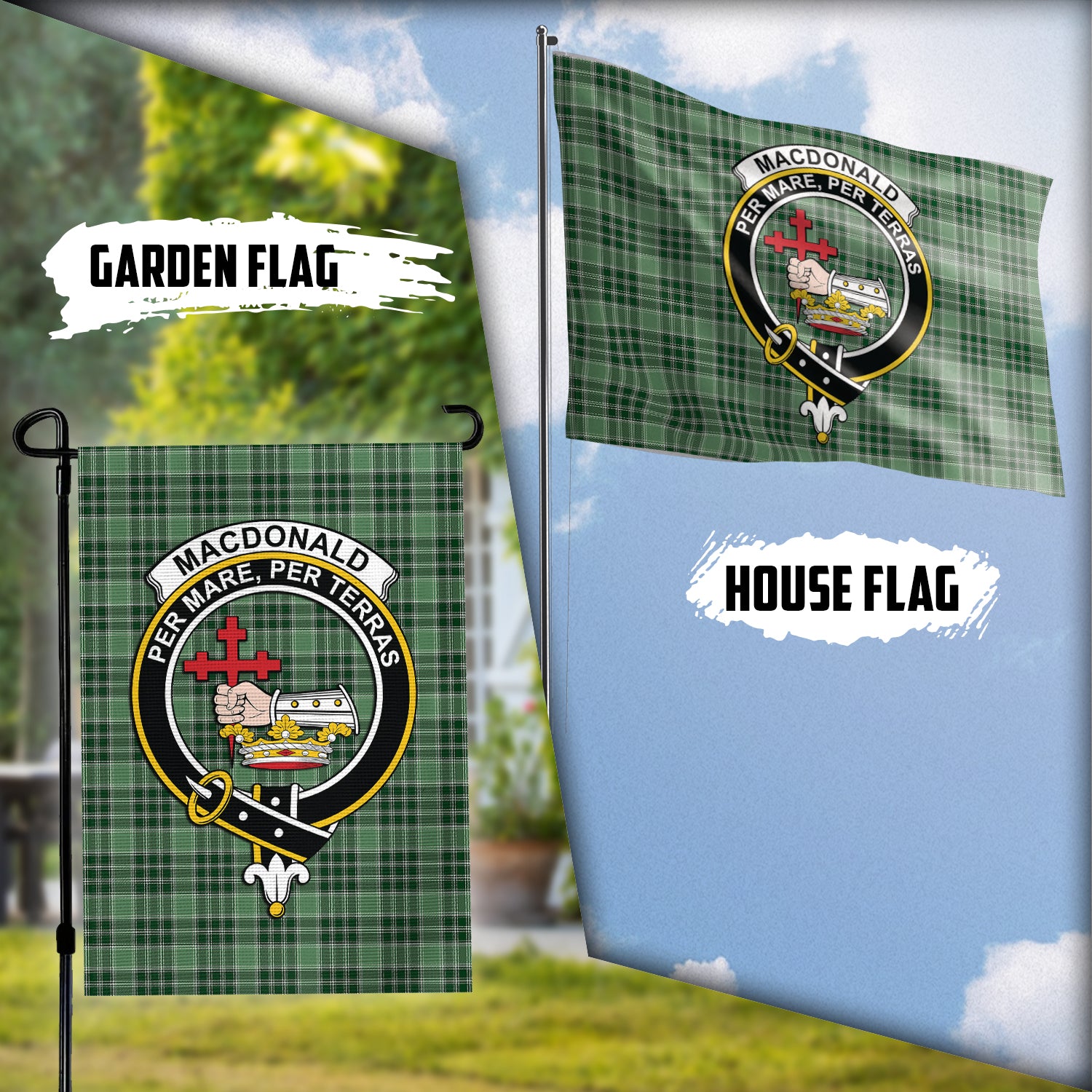 MacDonald Lord of the Isles Hunting Tartan Flag with Family Crest Garden Flag (Vertical) - Tartan Vibes Clothing