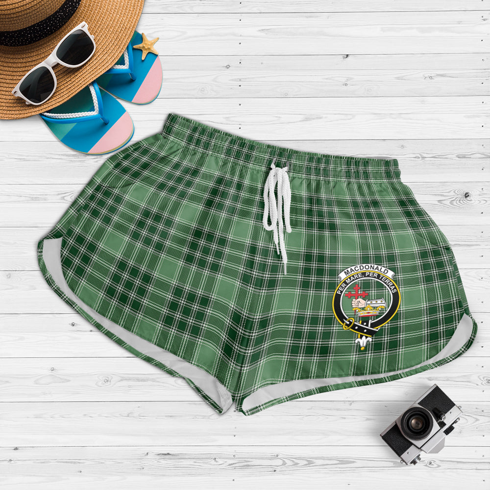 macdonald-lord-of-the-isles-hunting-tartan-womens-shorts-with-family-crest