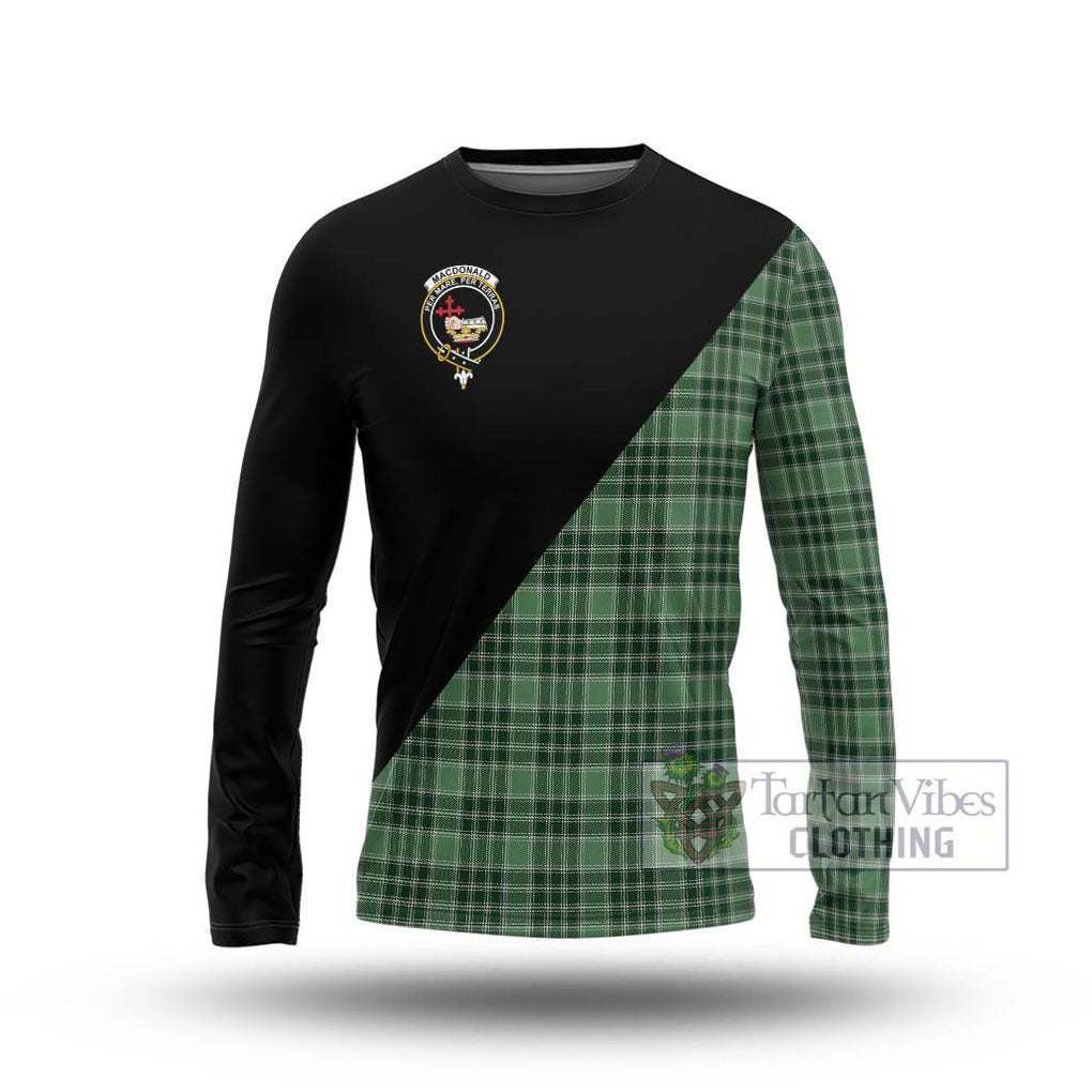 MacDonald Lord of the Isles Hunting Tartan Long Sleeve T-Shirt with Family Crest and Military Logo Style Unisex - Tartanvibesclothing Shop