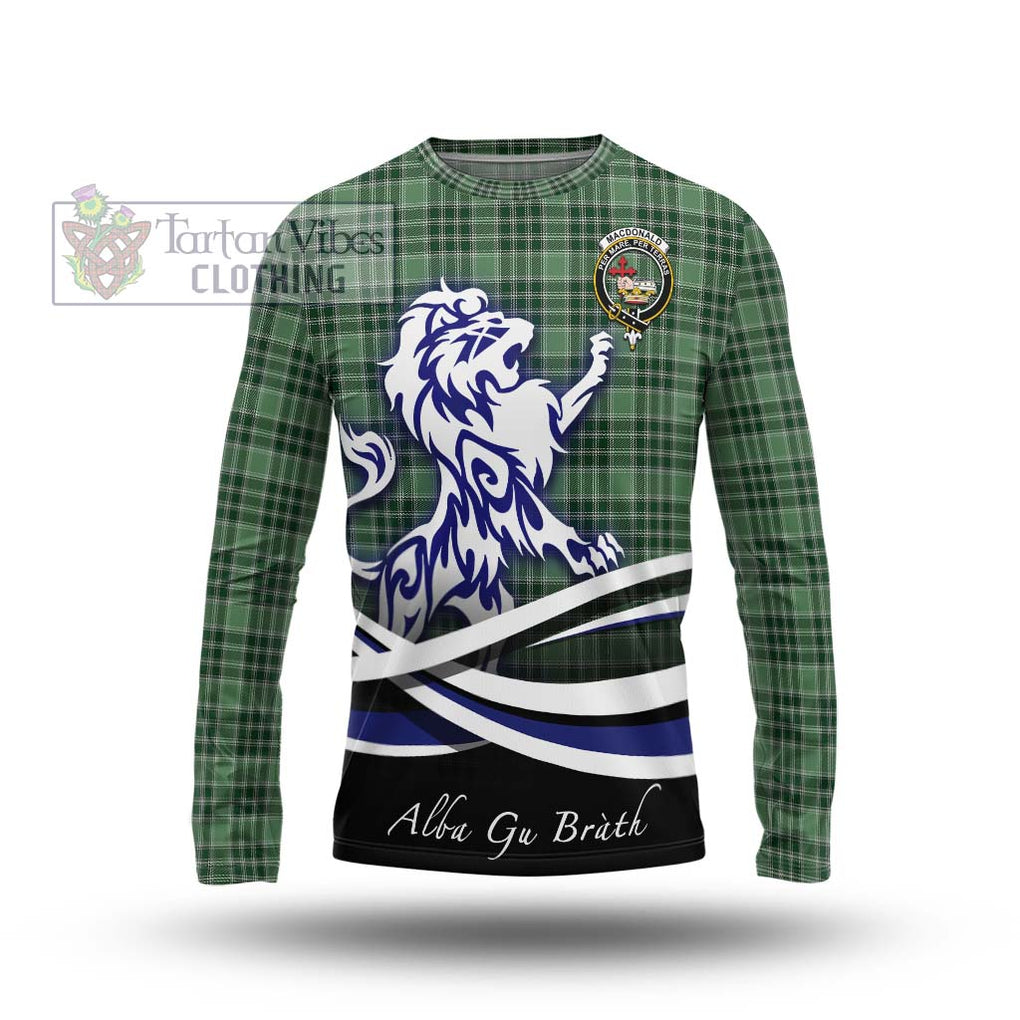 MacDonald Lord of the Isles Hunting Tartan Long Sleeve T-Shirt with Alba Gu Brath Regal Lion Emblem Unisex - Tartanvibesclothing Shop