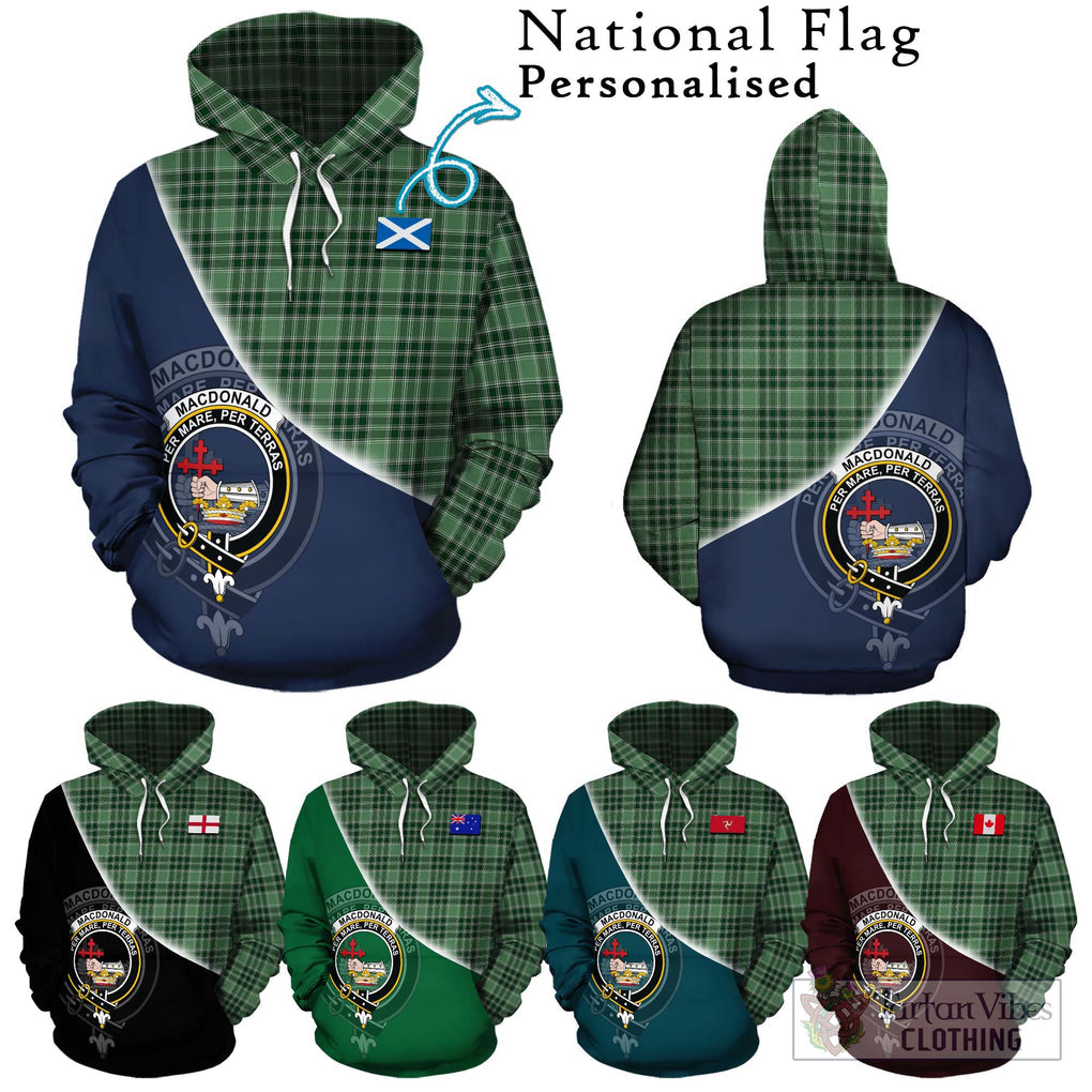 MacDonald Lord of the Isles Hunting Tartan Hoodie with Personalised National Flag and Family Crest Half Style Zip Hoodie - Tartanvibesclothing Shop