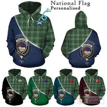 MacDonald Lord of the Isles Hunting Tartan Hoodie with Personalised National Flag and Family Crest Half Style