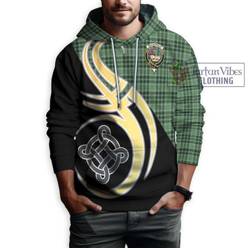 MacDonald Lord of the Isles Hunting Tartan Hoodie with Family Crest and Celtic Symbol Style