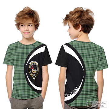 MacDonald Lord of the Isles Hunting Tartan Kid T-Shirt with Family Crest Circle Style