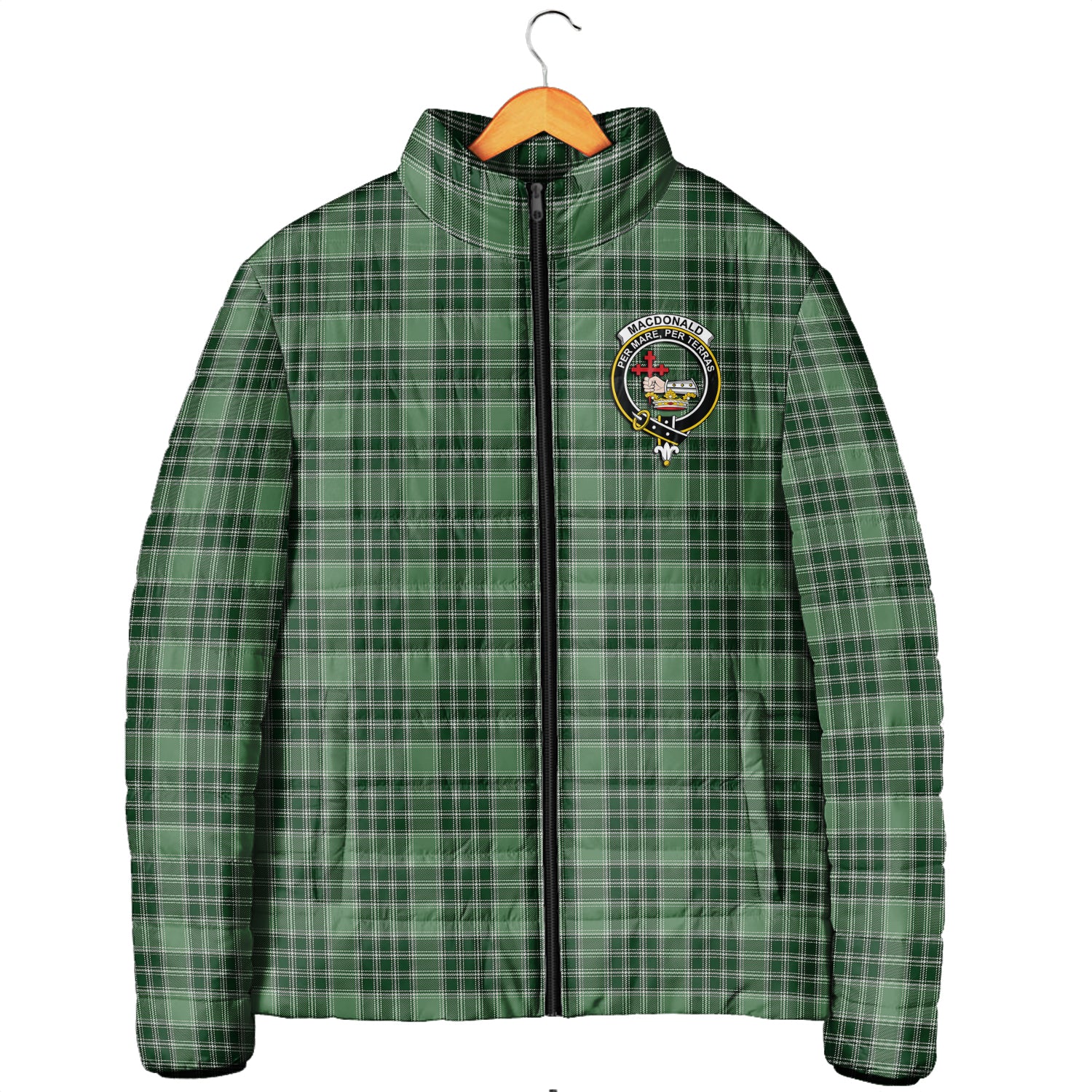 MacDonald Lord of the Isles Hunting Tartan Padded Jacket with Family Crest Men's Padded Jacket - Tartan Vibes Clothing