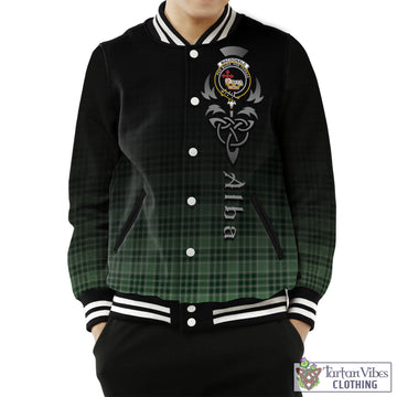 MacDonald Lord of the Isles Hunting Tartan Baseball Jacket Featuring Alba Gu Brath Family Crest Celtic Inspired