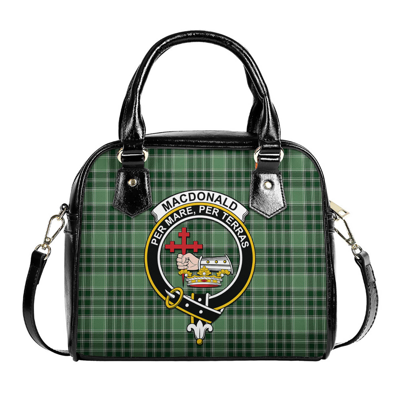 MacDonald Lord of the Isles Hunting Tartan Shoulder Handbags with Family Crest One Size 6*25*22 cm - Tartanvibesclothing