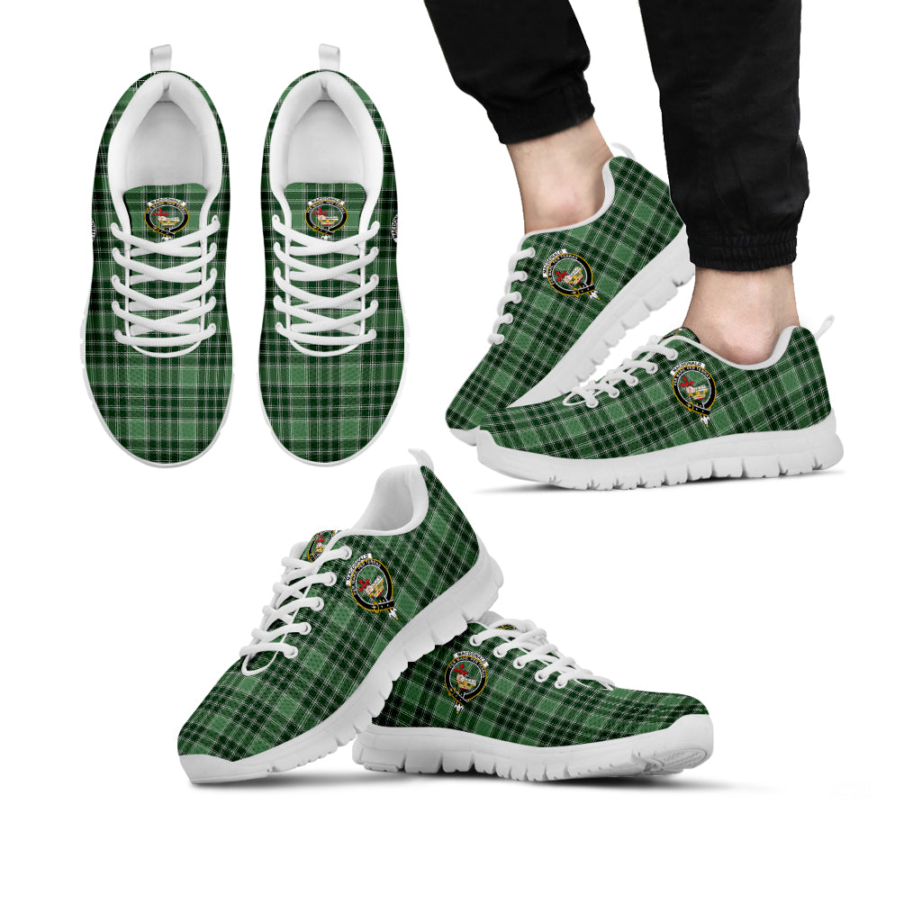 MacDonald Lord of the Isles Hunting Tartan Sneakers with Family Crest Kid's Sneakers - Tartan Vibes Clothing