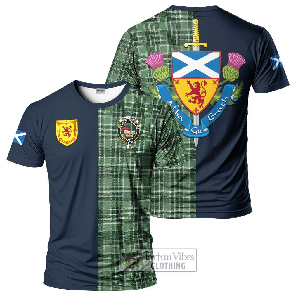 Tartan Vibes Clothing MacDonald Lord of the Isles Hunting Tartan T-Shirt Alba with Scottish Lion Royal Arm Half Style