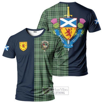 MacDonald Lord of the Isles Hunting Tartan T-Shirt Alba with Scottish Lion Royal Arm Half Style