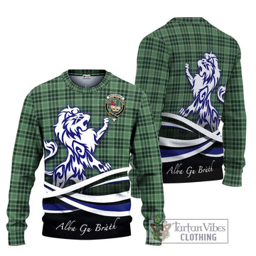 MacDonald Lord of the Isles Hunting Tartan Ugly Sweater with Alba Gu Brath Regal Lion Emblem