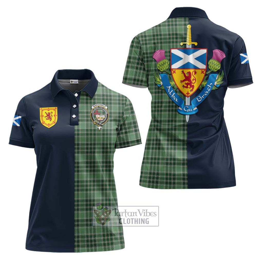 Tartan Vibes Clothing MacDonald Lord of the Isles Hunting Tartan Women's Polo Shirt with Scottish Lion Royal Arm Half Style