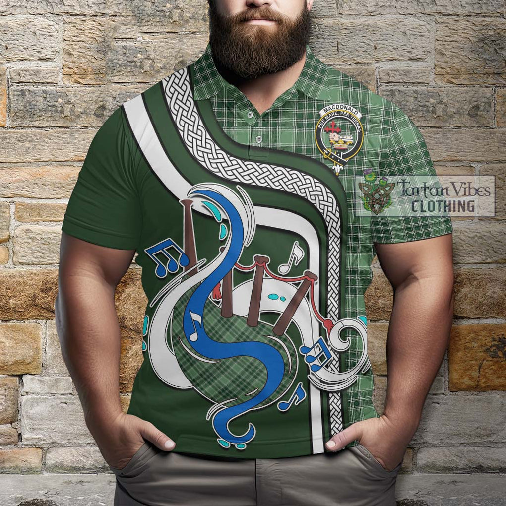 Tartan Vibes Clothing MacDonald Lord of the Isles Hunting Tartan Polo Shirt with Epic Bagpipe Style