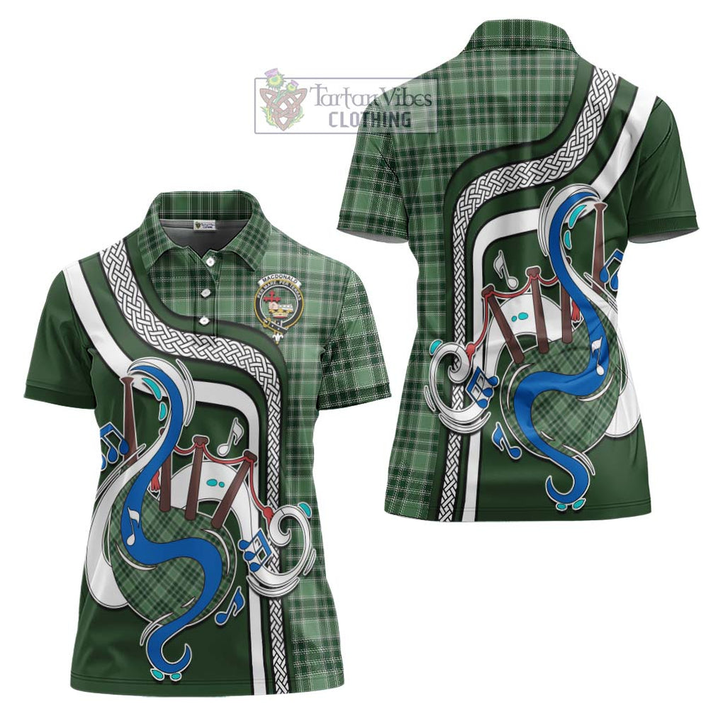 MacDonald Lord of the Isles Hunting Tartan Women's Polo Shirt with Epic Bagpipe Style Women - Tartanvibesclothing Shop