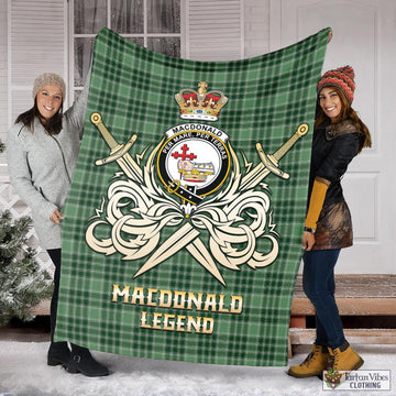 MacDonald Lord of the Isles Hunting Tartan Blanket with Clan Crest and the Golden Sword of Courageous Legacy