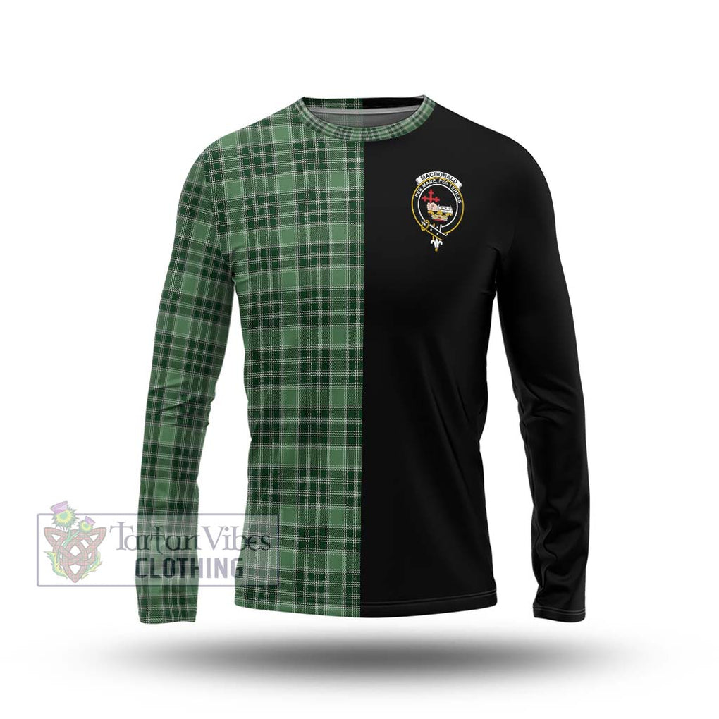 MacDonald Lord of the Isles Hunting Tartan Long Sleeve T-Shirt with Family Crest and Half Of Me Style Unisex - Tartanvibesclothing Shop