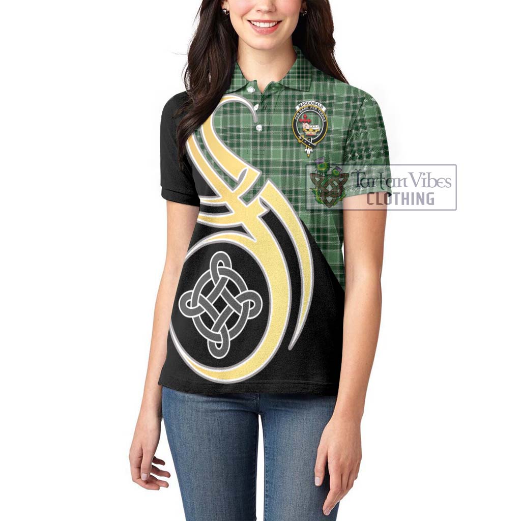 MacDonald Lord of the Isles Hunting Tartan Women's Polo Shirt with Family Crest and Celtic Symbol Style Women - Tartan Vibes Clothing