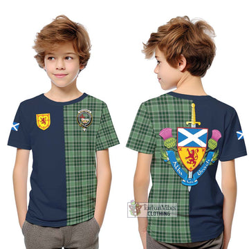 MacDonald Lord of the Isles Hunting Tartan Kid T-Shirt Alba with Scottish Lion Royal Arm Half Style