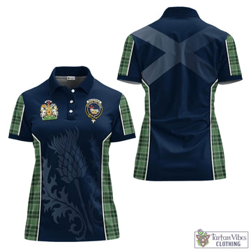 MacDonald Lord of the Isles Hunting Tartan Women's Polo Shirt with Family Crest and Scottish Thistle Vibes Sport Style