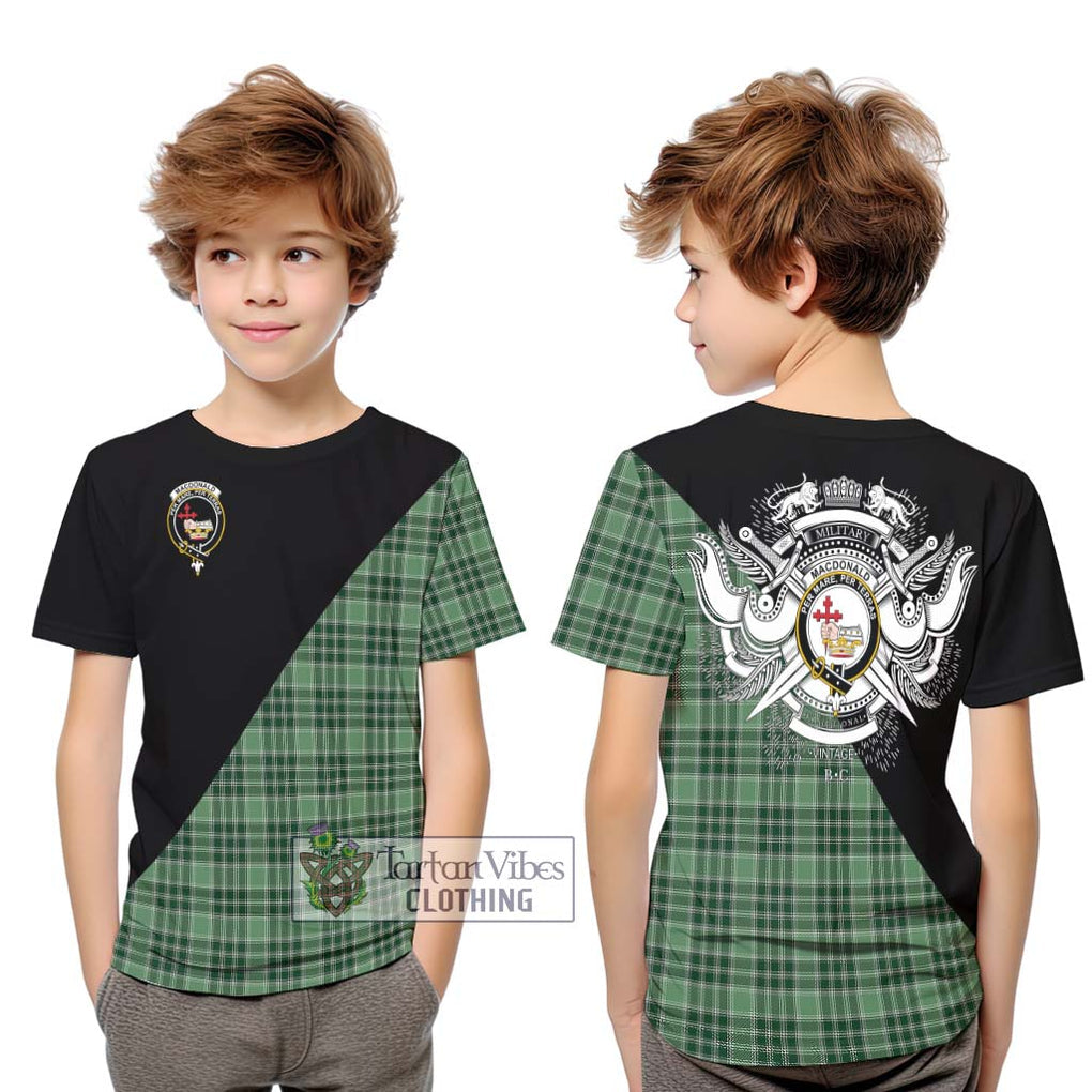 MacDonald Lord of the Isles Hunting Tartan Kid T-Shirt with Family Crest and Military Logo Style Youth XL Size14 - Tartanvibesclothing Shop