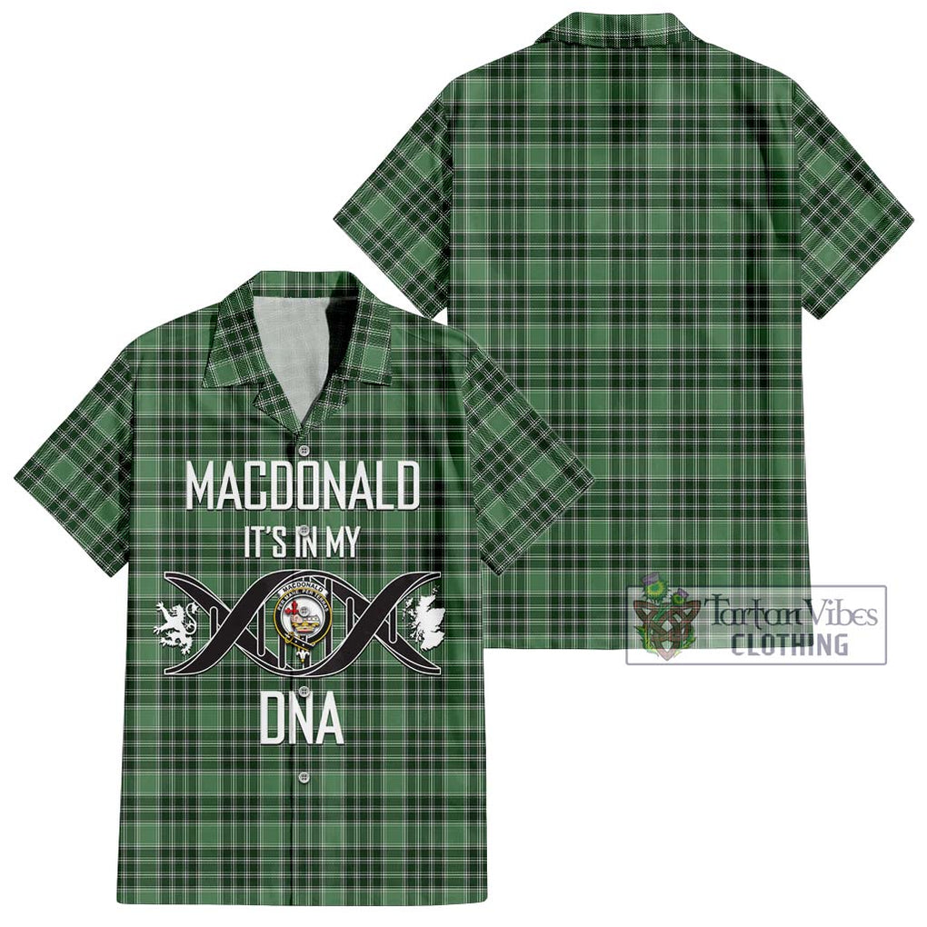 MacDonald Lord of the Isles Hunting Tartan Short Sleeve Button Shirt with Family Crest DNA In Me Style Kid - Tartanvibesclothing Shop